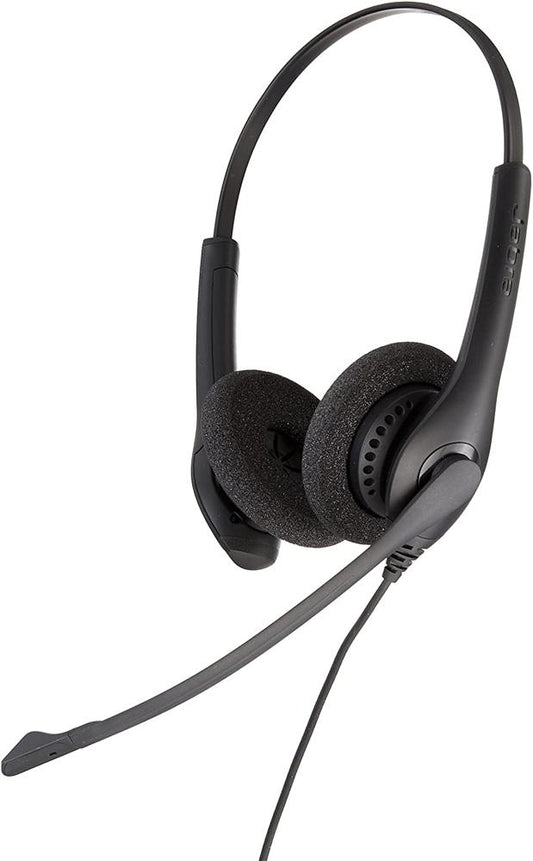 Jabra, BIZ 1500 Duo, Auricular Profesional con Micrófono, Cableado, Quick Disconnect, Color Negro