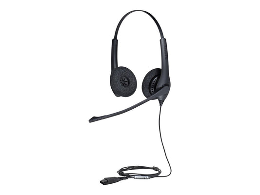 Jabra, BIZ 1500 Duo, Auricular Profesional con Micrófono, Cableado, Quick Disconnect, Color Negro